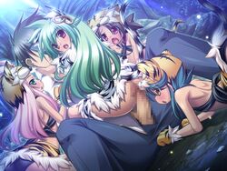 breasts female hongou_kazuto koihime&dagger;_(series) koihime_musou light_skin mike_(koihime) moukaku_(koihime) multiple_girls shamu_(koihime) tora_(koihime)