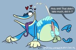 accurate_art_style accurate_body_type alternate_version_available amphibian big_mouth blue_body blue_skin caressing cum cumming cumming_from_masturbation disembodied_hand disembodied_hands globox laying_down long_tongue male male_only masturbation penis rayman_(series) rayman_origins solo srirachamander tagme ubisoft