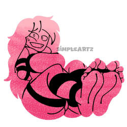ass ass_focus big_breasts bondage clothed clothing fat_ass feet feet_focus foot_fetish long_hair nervous_smile overly_sarcastic_productions red_(overly_sarcastic_productions) smiling smiling_at_viewer sweat sweatdrop tied_up wild_hair