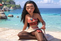 1girls ai_generated artist_name bare_shoulders beach black_hair black_pantyhose breasts closed_eyes clothes_lift cloud dark-skinned_female dark_skin day disney disney_princess facing_viewer female_human hi_res jewelry lifted_by_self lips long_hair moana moana_2 moana_waialiki necklace no_panties ocean outdoors pantyhose pussy r34arts rock sand sitting skirt skirt_lift sky solo strapless thighband_pantyhose tube_top umbrella uncensored very_dark_skin water yokozuwari