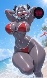 1girls 3:4 ai ai-created ai_art ai_assisted ai_female ai_generated artist_logo artist_name artist_request artist_signature artist_upload artist_website black_horns blush blush_face blush_lines blushed_face blushing blushing_at_viewer blushing_female blushing_profusely contrapposto demon demon_girl demon_horns demon_humanoid demon_tail digital_art digital_drawing digital_drawing_(artwork) digital_media digital_media_(artwork) digital_painting digital_painting_(artwork) entrophex123 female_focus focus focus_on_female focus_on_human from_above gigantic_ass half-closed_eyes helltaker high_heels high_ponytail high_quality high_resolution highres huge_ass huge_breasts hyper_ass judgement_(helltaker) looking_at_viewer parted_hair patreon patreon_artist patreon_link patreon_logo patreon_reward patreon_url patreon_username red_bikini ringed_eyes seductive_look sidelocks solo_female solo_focus solo_in_panel speaking_to_viewer standing talking_to_viewer thick_thighs watermark white_eyes white_hair