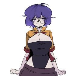 1girls breasts circular_glasses fanart fanart_from_twitter female female_only garlan_(haxxar) glasses oc original_character purple_hair tagme tagme_(artist) thighs