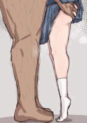 1boy 1girls ass ass_grab female hairy_legs kusanagi_nene male project_sekai tiptoes yuu_(user_yefs7237)
