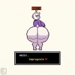 1girl 1girls animated ass ass_focus big_breasts bottomless bottomless_female breasts choice deltarune dialogue fluffy fluffy_chest fluffy_ears fluffy_tail gif inviting inviting_to_sex kris_(deltarune) large_breasts looking_back milf mother offering offering_to_viewer offscreen_male pixel_art pixzapix soft toriel twerk twerking undertale watermark