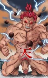 1boy akuma big_muscles big_penis demon feet fighter gay gay_male male_feet power_up solo solo_male street_fighter uncensored