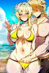 1boy 1girls aether_(genshin_impact) ai_generated artist_name brother_and_sister genshin_impact incest lumine_(genshin_impact) mihoyo sex straight