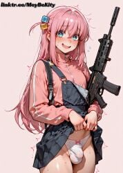 1boy ai_generated bulge femboy otoko_no_ko panties skirt solo trap weapon yaoi