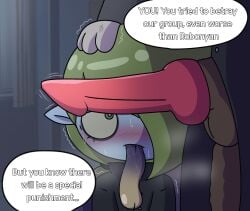 animal_genitalia before_sex betrayal dick_on_face dog femboy gay genitals jinmenken lappinitup long_tongue manjimutt nervous punishment shortstack soname sweatdrop sweating trembling twink vein yo-kai_watch yo-kai_watch_3 ywnsfw1