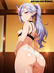 ai_generated ass ass_focus breasts female female_only looking_at_viewer nijisanji nipples panties rindou_mikoto self_upload small_breasts standing