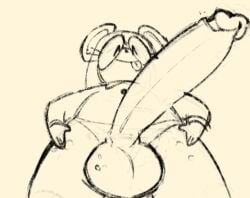 1girls anthro big_penis bottomless dickgirl glasses looking_at_viewer looking_down monochrome mouse mouse_girl penis silly sketch smiling solsticespaghetti sticking_out_tongue tagme trans trans_woman