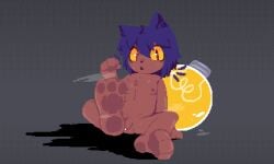 1boy 1femboy animated anthro blue_hair body_fur cat_boy cat_ears cat_humanoid catboy dialogue femboy femboy_focus femboy_only foot_fetish gay gif longer_than_10_seconds looking_at_viewer male maykez naked naked_male niko_(oneshot) nude nude_anthro nude_male oneshot pawpads paws penis precum purple_hair solo solo_male steam tagme talking_to_viewer thick_thighs thighs yellow_eyes yellow_sclera