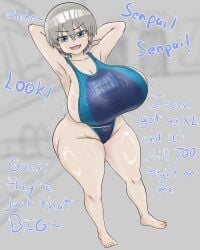 big_ass big_breasts english_text huge_ass huge_breasts shortstack swimsuit text thick_thighs uzaki-chan_wa_asobitai! uzaki_hana wide_hips