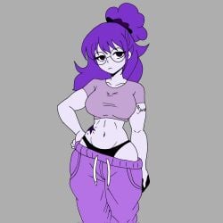 2026 breasts circular_glasses female female_only garlan_(haxxar) glasses oc original_character purple_hair tagme tagme_(artist) thighs