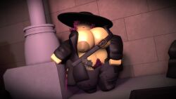 3d 3d_(artwork) 3d_model 3d_render artist_request bag black_jacket condom condom_packet_strip condom_wrapper forsaken_(roblox) jacket jacket_open jane_doe_(forsaken) jane_doe_(roblox) jeans long_hat loose_clothes loose_pants money money_in_thighhigh money_under_clothes obscured_eyes pink_hair pony_tail pubic_hair pubic_hair_peek roblox roblox_game tagme tagme_(artist) wide_brim_hat wide_brimmed_hat