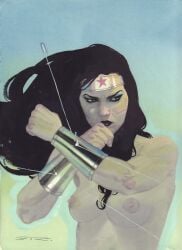 arms arms_together badass badass_woman bare_breasts bare_chest bare_shoulders battle beautiful black_hair black_hair_female bracelet bracelet_only bracelets bracelets_of_submission breasts breasts_out bullet bullets dc dc_comics elbow elbows esad_ribic female female_only fist fists fists_clenched glare lipstick looking_away medium_breasts nipples nonsexual nonsexual_nudity nude nude_female nudist nudity painting_(artwork) perky_breasts solo solo_female tasteful_nudity tiara tiara_only toned toned_arms toned_body toned_female topless topless_female wonder_woman wonder_woman_(series)