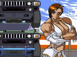 breasts brown_eyes brown_hair dark_skin female hair muscles muscular muscular_female rentb
