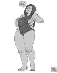 chubby goth huge_breasts mandy_anders swimsuit thick_thighs