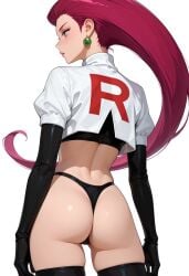 1girls ai_generated ass ass_focus jessie_(pokemon) long_hair magenta_hair pokemon solo solo_female tagme