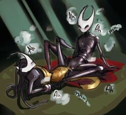 2girls black_body blush blush_lines blushing blushing_female bug bug_girl female/female hollow_knight hollow_knight:_silksong hollow_knight_(franchise) hornet_(hollow_knight) insect insect_girl lesbian_sex pussy pussy_juice rubbing_pussies_together scissoring scissoring_position shakra_(hollow_knight) shakra_(hollow_knight:_silksong) spider spider_girl sweat sweating sweating_female team_cherry tribadism tribbing yuri