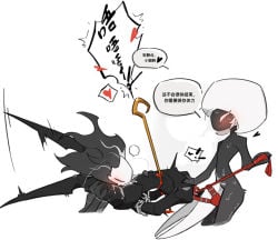 3girls black_body blindfold blindfolded blood blush blush_lines blushing blushing_female bondage bug bug_girl chains chinese_text cloak cunnilingus dialogue eating_pussy female/female/female female_orgasm hearts hollow_knight hollow_knight:_silksong hollow_knight_(franchise) hornet_(hollow_knight) incest incest_(lore) incestuous incestuous_(lore) insect insect_girl intense_orgasm kicking_legs lace_(hollow_knight) lace_(hollow_knight:_silksong) lesbian_sex licking_body orgasm phantom_(hollow_knight) pussy pussy_juice spider spider_girl stabbed sweat sweating sweating_female team_cherry threesome weapon wet_pussy yuri
