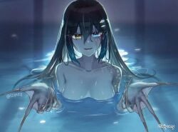 1girls 2d 2d_(artwork) 2d_artwork black-haired_female black_hair blue-eyed_female blue-skinned_female blue_eyes blue_skin blue_skinned_female breasts character_request cleavage collarbone copyright_request dark_hair digital digital_art digital_drawing digital_drawing_(artwork) digital_media digital_media_(artwork) drawing eyebrows_visible_through_hair female female_focus female_only fingernails fingers hair_between_eyes heterochromia landscape large_breasts long_hair looking_at_viewer open_mouth open_mouth_smile parted_lips riiyumy shoulders sidelocks smile smiley_face smiling smiling_at_viewer solo tongue upper_body yellow-eyed_female yellow_eyes