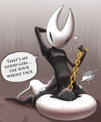 2girls black_body blush blush_lines blushing blushing_female bug bug_girl chain chain_leash collar cunnilingus dialogue eating_pussy female/female hollow_knight hollow_knight:_silksong hollow_knight_(franchise) hornet_(hollow_knight) insect insect_girl lace_(hollow_knight) lace_(hollow_knight:_silksong) lesbian_sex pussy pussy_juice shaking spider spider_girl team_cherry yuri