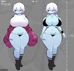 1girls 2026 bikini bikini_bottom bikini_top blue_skin breasts female female_only oc original_character reference_image reference_sheet suiccint tagme tagme_(character) thighs white_hair