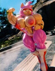 3d abs amy_rose diag34k flexing huge_breasts muscular_female pubic_hair sonic_(series) thick_thighs