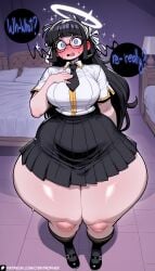 1girls 3:4 ai ai-created ai_art ai_assisted ai_female ai_generated artist_logo artist_name artist_request artist_signature artist_upload artist_website azazel_(helltaker) black_eyewear black_hair black_skirt black_socks blue_eyes blush blush_face blush_lines blushed_face blushing blushing_at_viewer blushing_female blushing_profusely collared_shirt contrapposto digital_art digital_drawing digital_drawing_(artwork) digital_media digital_media_(artwork) digital_painting digital_painting_(artwork) entrophex123 female_focus focus focus_on_female focus_on_human giant_ass giant_breasts giant_butt giant_penis giant_thighs giant_tits gigantic_ass gigantic_breasts gigantic_butt gigantic_thighs half-closed_eyes helltaker high_heels high_quality high_resolution highres huge_ass huge_breasts huge_butt huge_thighs hyper_ass large_ass large_boobs large_breasts large_butt large_thighs looking_at_viewer mary_janes open_mouth patreon patreon_artist patreon_link patreon_logo patreon_reward patreon_url patreon_username plated_skirt short_hair short_sleeves sidelocks solo_female solo_focus solo_in_panel watermark white_shirt yellow_trim