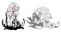 ambiguous_gender blood_stain breasts chest_tuft covering_partner green_eyes guro hand_over_belly impalement melting_mouth mephiles_the_dark monochrome nipples on_back possession pussy reanimated red_sclera shadow_the_hedgehog small_breasts sonic_(series) sonic_2006 sonic_the_hedgehog_(series) sonique_the_hedgehog t00thcake uncomfortable undead vaginal_penetration vaginal_sex veiny_penis weirded_out wound zombie