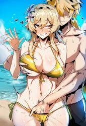 1boy 1girls aether_(genshin_impact) ai_generated artist_name brother_and_sister genshin_impact incest lumine_(genshin_impact) mihoyo sex straight