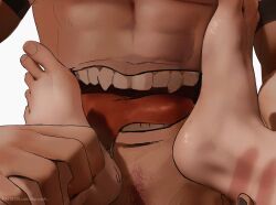 feet feet_fetish happy_trail holding holding_legs jujutsu_kaisen kucyash licking_feet licking_foot ryoumen_sukuna_(jujutsu_kaisen)