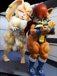 3d abs diag34k huge_cock imminent_sex muscular_female muscular_futa sally_acorn size_difference sonic_(series) thick_thighs zombot
