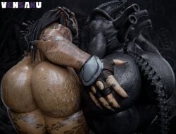 2girls 3d 3d_(artwork) alien alien_(franchise) alien_girl alien_humanoid alien_only anthro ass ass_focus ass_grab back_view big_ass big_thighs breasts dat_ass dumptruck_ass dumptruck_butt female gigantic_ass gigantic_thighs grabbing grabbing_ass groping groping_ass huge_ass huge_thighs monster monster_girl predator_(franchise) tail thick_thighs thighs vensaku xenomorph yautja