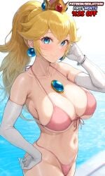 benjatoon bikini bikini_bottom bikini_top blonde blonde-haired_female blonde_female blonde_hair blonde_hair_female mario_(series) patreon patreon_exclusive patreon_link patreon_logo patreon_reward patreon_url patreon_username pool princess princess_peach summer super_mario_bros. video_games