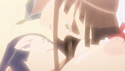 10s 1boy 1girl 1girls 2019 age_difference animated animated_gif bare_shoulders blue_hair blunt_ends breasts brown_hair choker cleavage female french_kiss frilled_kimono frills furisode green_eyes han'eri hand_on_another's_face heian japanese_clothes kimono kiss large_breasts long_hair looking_at_another lying monk nipples older_female_and_younger_male on_back parted_bangs purple_eyes shaga shakujou shikkoku_no_shaga shikkoku_no_shaga_the_animation short_kimono sidelocks staff tagme tall_female tongue tongue_out ushiwaka_(shikkoku_no_shaga) very_long_hair warrior white_kimono wide_sleeves