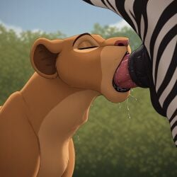 africa closed_eyes deep_throat deepthroat drroling equine_cock equine_penis feline feral feral_penetrated nala nala_(the_lion_king) neck_bulge saliva savanna swallowing_penis_while_deepthroat t throat_bulge tongue_out zebra