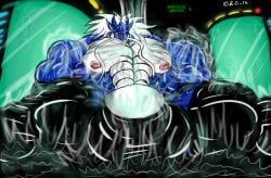 abs bulge dragon emotioncreator hair long_hair male muscular muscular_arms muscular_legs muscular_male muscular_thighs nipples pecs penis white_hair