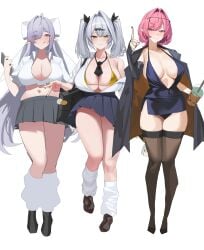 boba_tea female female_only long_hair multiple_girls remielle_(zenless_zone_zero) remielle_dan short_hair velina_(zenless_zone_zero) velina_airgid yixuan_(zenless_zone_zero) zenless_zone_zero
