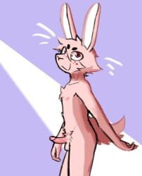 1boy anthro artist_request balls completely_nude erection furry male nude penis rabbit tagme