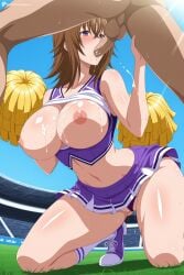 1boy 1girl ai_generated ass_visible_through_thighs blush breasts breasts_out brown_hair cheerleader cum cum_in_mouth cum_on_body cum_on_breasts day digitalwaifugallery fellatio hetero hi_res high_quality high_resolution high_school_dxd kneeling large_breasts midriff miniskirt navel nipples oral outdoors panties patreon penis pom_pom_(cheerleading) public_indecency purple_eyes purple_skirt seductive sexy shiny_skin skirt sky socks solo_focus stadium sweat testicles thighs uncensored underwear venelana_gremory watermark
