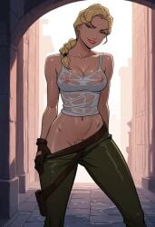 1girls ai_generated atlantis:_the_lost_empire blonde_hair breasts disney female female_only helga_sinclair looking_at_viewer nipples solo solo_female tagme teasing teasing_pussy teasing_viewer