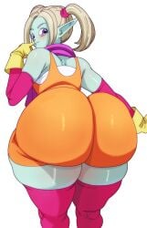 1girls ass ass_bigger_than_head ass_focus back back_view big_ass blush dragon_ball dragon_ball_daima dumptruck_ass dumptruck_butt fat_ass huge_ass looking_back mageta32 marsedit panzy_(dragon_ball_daima) pointy_ears purple_eyes