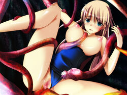 bb blush breasts censored komichi large_breasts pussy swimsuit tentacle