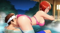 ai_generated ass_licking couple_sex cunnilingus king_of_fighters kof onsen onsen_sex oral_sex shingo_yabuki the_king_of_fighters vanessa_(kof)