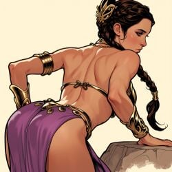 1girls ai_generated braid braided_hair braided_ponytail brown_hair long_hair lucasfilm ponytail princess_leia_organa slave slave_bikini slave_girl slave_leia slave_outfit star_wars