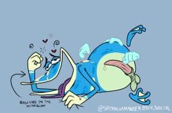 accurate_art_style accurate_body_type alternate_version_available amphibian big_mouth blue_body blue_skin caressing cum cumming cumming_from_masturbation disembodied_hand disembodied_hands globox laying_down long_tongue male male_only masturbation penis rayman_(series) rayman_origins solo srirachamander tagme textless_version ubisoft