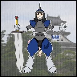 1:1 1:1_aspect_ratio 2026 2d 5_fingers alternate_color animal_genitalia animal_penis armor armored_male artist_upload big_penis bisharp black_border black_hair black_hair_male black_outline blade_the_bisharp_(rachelfictionkin) blue_helmet blurred_background color dark_type detailed_background digital_art digital_drawing digital_media english_text fan_character generation_5_pokemon gijinka great_sword helmet highres hooves horse_penis horsecock horsecock_on_humanoid humanization humanized humanoid humanoid_male hunk japanese_male knotted_equine_penis knotted_penis light-skinned_male light_skin male male_only nintendo outline photo_background piebald_genitalia pokemon pokemon_(creature) rachelfictionkin red_eyes scars scars_on_body scars_on_shoulders scars_on_thighs self_upload shiny_pokemon shoulder_pads solo steel_type sword text ungulate_legs white_outline