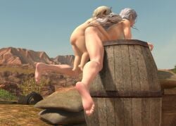 final_fantasy final_fantasy_xiv gpose_(ffxiv) hyur lalafell public_nudity questionable_consent rape raped_female soles tagme thick_thighs toned_female white_hair