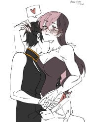 2girls black_hair cinder_fall multicolored_hair neo_(rwby) neopolitan_(rwby) rwby yuri